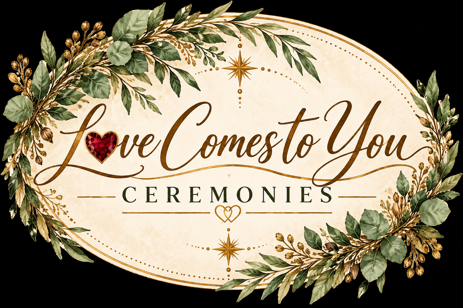Love Comes to You Ceremonies botanical emblem